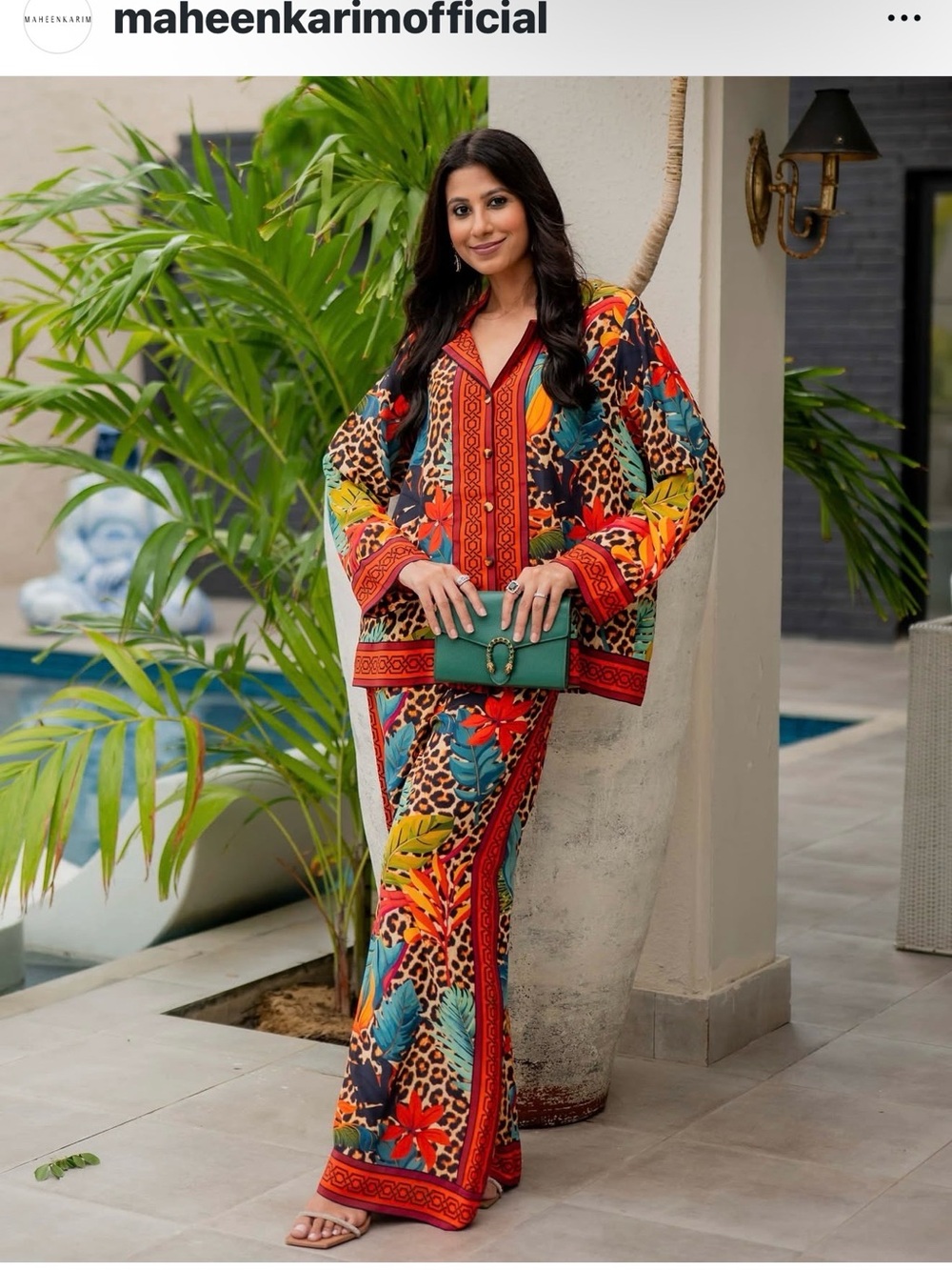 Pakistani Maheen Karim Colorful Tropical Print Coordinated Set